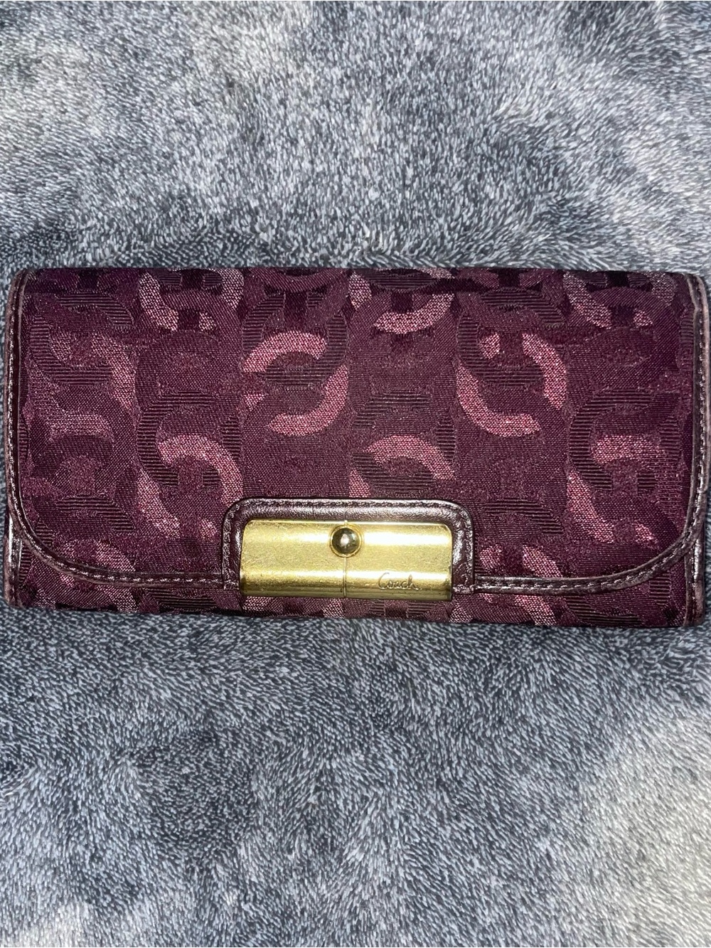 Coach Plum Wallet with Gold-Tone Hardware